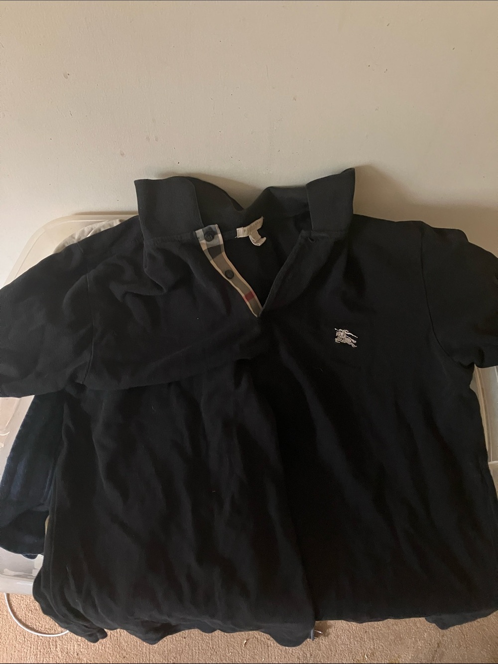 Burberry Black Polo with Signature Check Trim